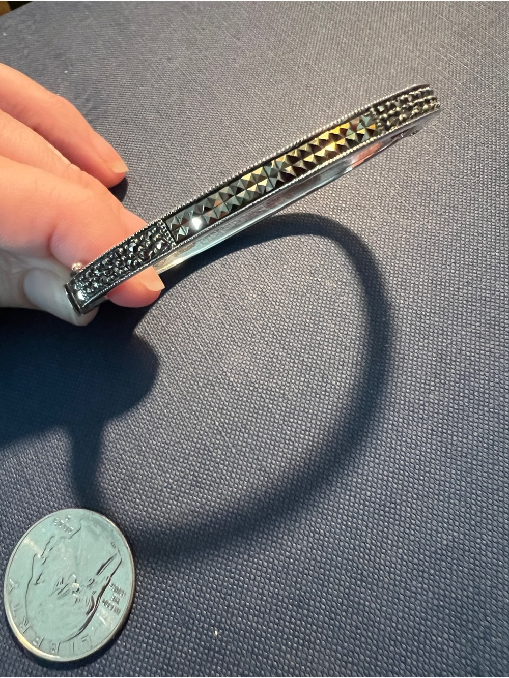 JUDITH JACK - STERLING SILVER VINTAGE MARCASITE BANGLE BRACELET